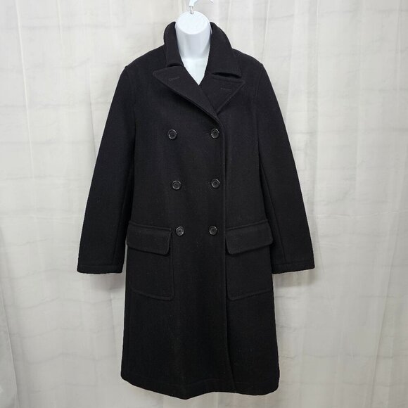 Vintage J. Crew Black Pea Car Coat Wool Blend Preppy Military Winter M - Picture 14 of 14